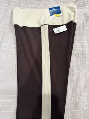 NWT Old Navy StudioSmooth Colorblock High Rise Leggings L Brown Cream
